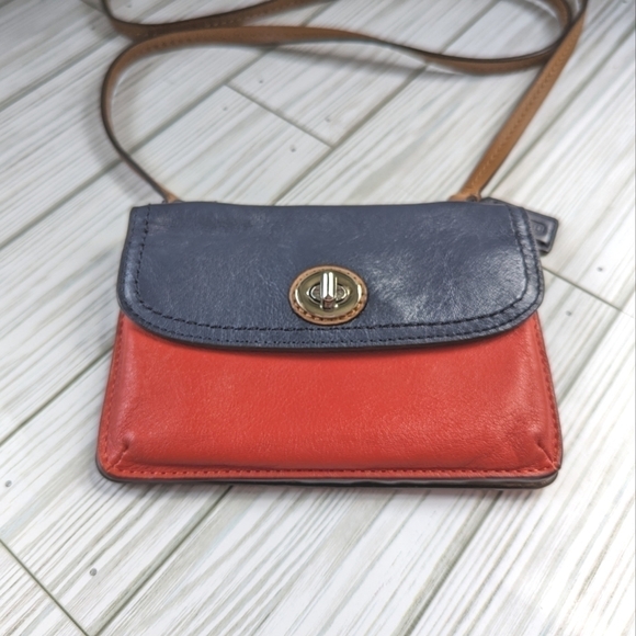 Coach Park Leather Dylan Colorblock Mini Crossbody Bag in Navy Blue and Red - Picture 4 of 11